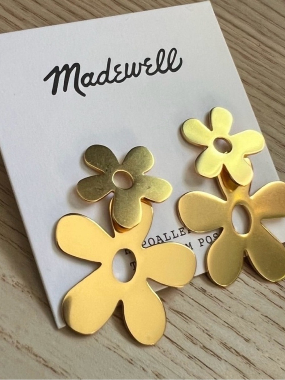Madewell Shiny Gold Floral Double-Drop Earrings